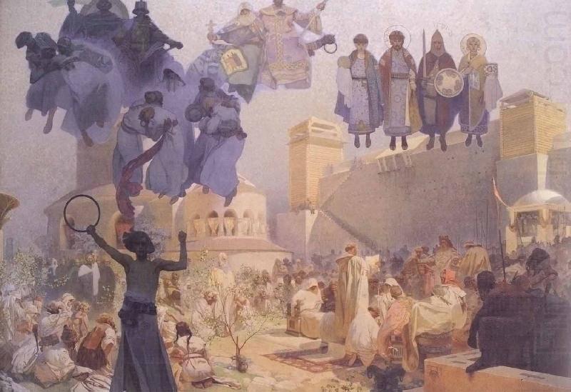 Alfons Mucha Slavs in their Original Homeland: Between the Turanian Whip and the sword of the Goths china oil painting image